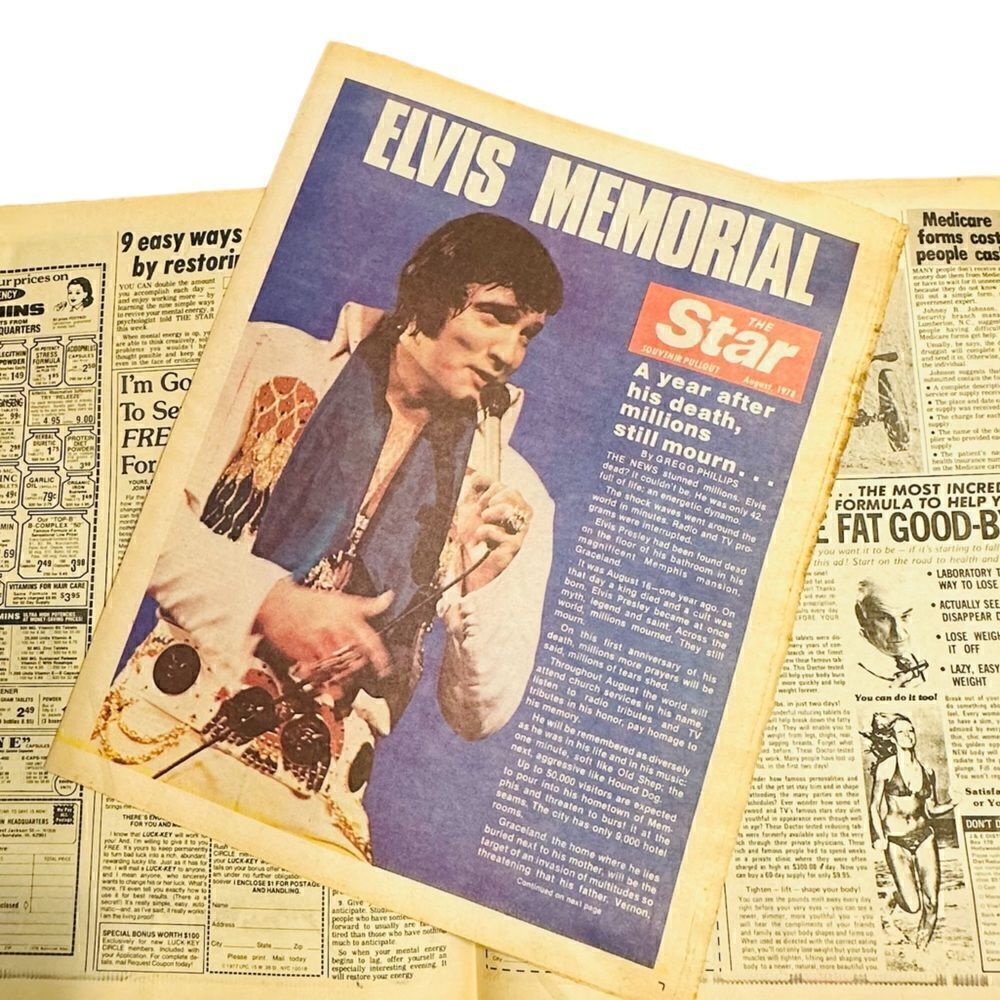 Vintage 1978 Elvis Memorial. The Star magazine